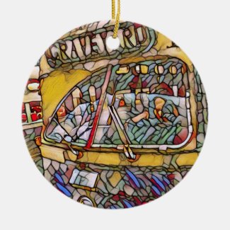 PCC Graveyard Stain Glass Round Ceramic Ornament