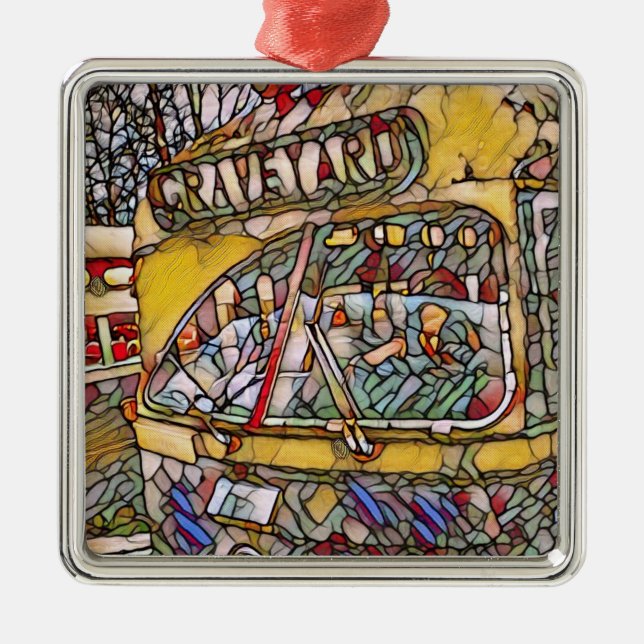 PCC Graveyard Stain Glass Square Ceramic Ornament (Front)