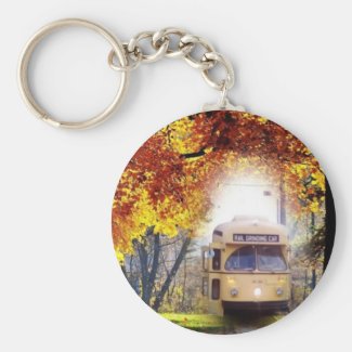 PCC Work Car in Woods Button Keychain