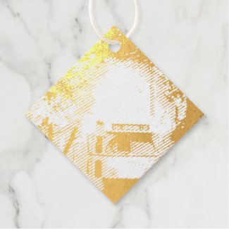 PCC Work Car in Woods Diamond Gold Foil Favour Tag