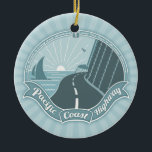 PCH Winding Shining Ceramic Ornament<br><div class="desc">A coastal road scene with,  'Pacific Coast Highway" in wavy ribbons and,  "The road is long and winding and the sun is always shining, " in small text in the border. T-shirts,  stickers,  souvenirs,  gifts.</div>