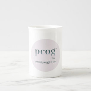 pcog round full msg; color film;  bone china mug