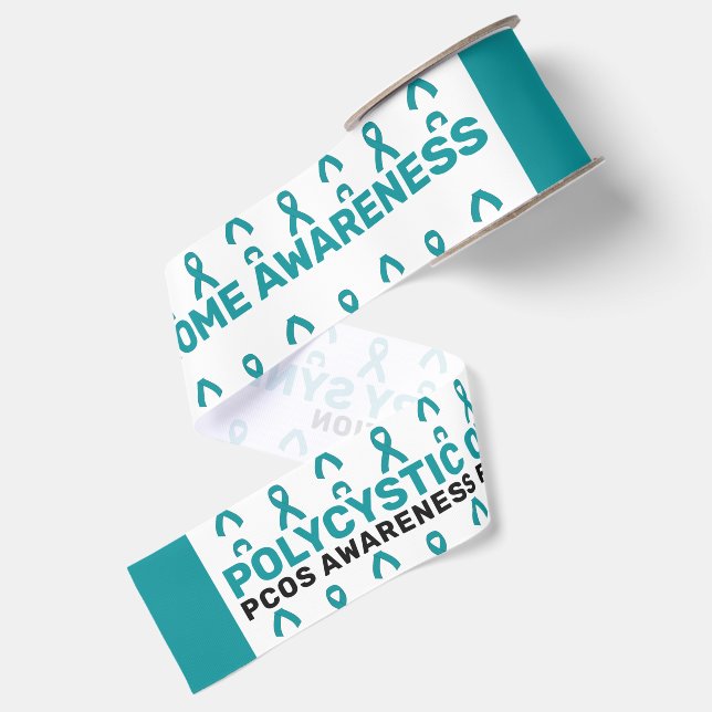 PCOS Awareness Pattern Ribbon Grosgrain Ribbon (Front+Back)