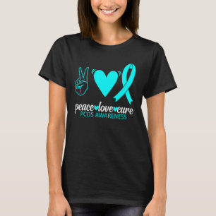 PCOS Awareness Peace Love Cure Ovary Syndrome T-Shirt