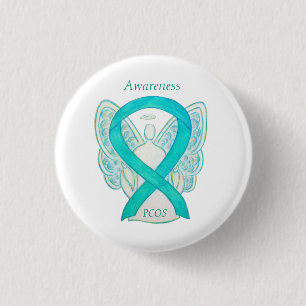 PCOS Awareness Ribbon Angel Custom Art Pin