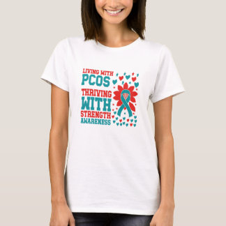 PCOS Awareness Strength Ribbon T Shirt