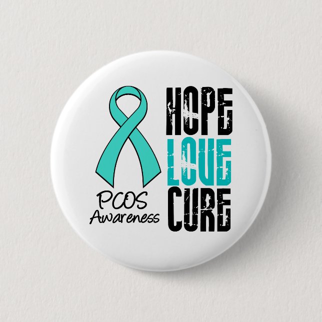 PCOS Hope Love Cure Ribbon 2 Inch Round Button (Front)