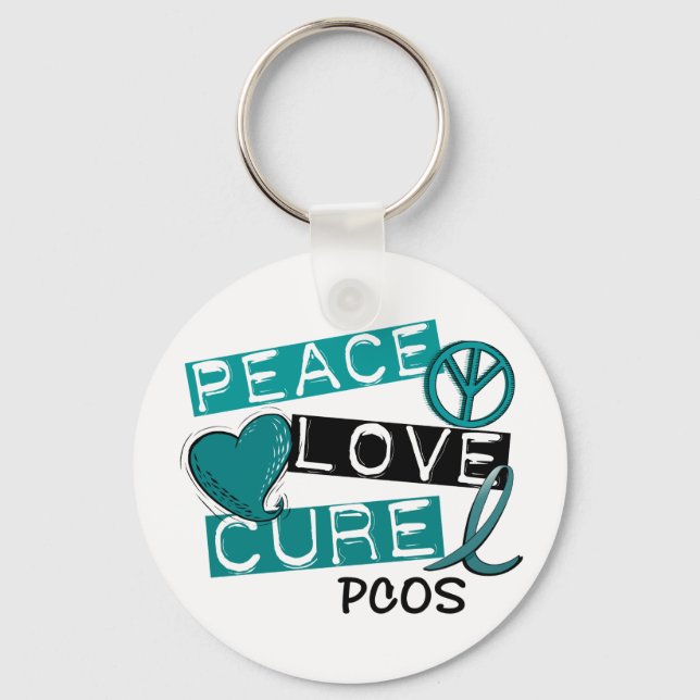 PCOS Peace Love Cure 1 Keychain (Front)
