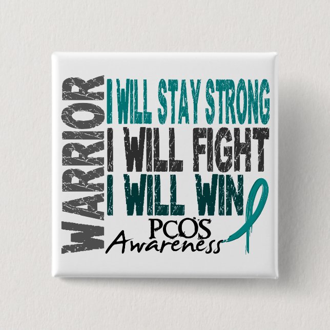 PCOS Warrior 2 Inch Square Button (Front)