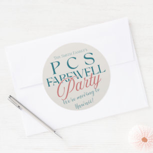 PCS Farewell Party - Modern Military Going Away Classic Round Sticker