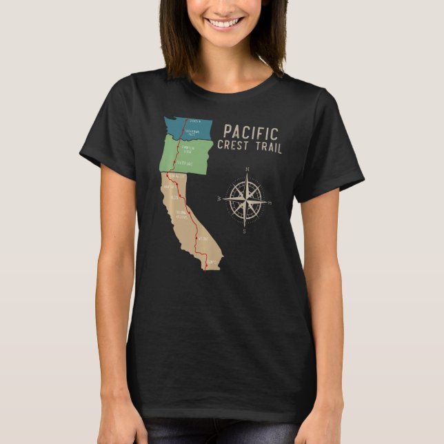 Pct  Pacific Crest Trail Hiking Map  1 T-Shirt (Front)
