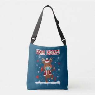 PCU Crew Buffalo Plaid Face Mask Reindeer Nurse Crossbody Bag