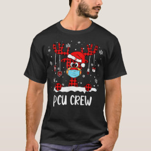 PCU Crew Buffalo Plaid Face Mask Reindeer Nurse Xm T-Shirt