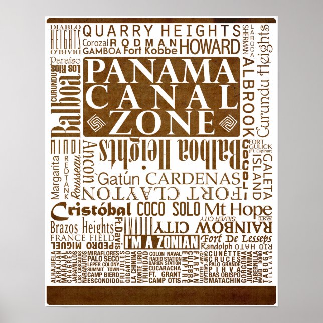 PCZ Locations on Old Paper w/ Border Poster (Front)