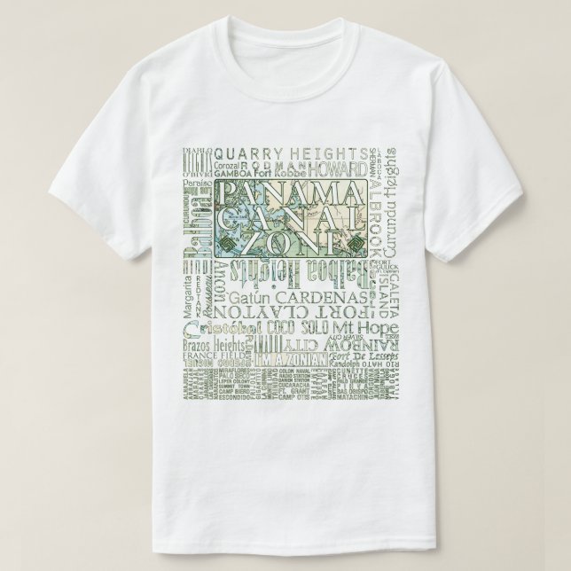 PCZ – Panama Canal Zone Locations with Map T-Shirt (Design Front)