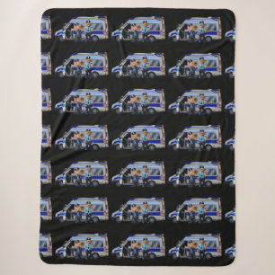 PD Police Law Enforcement Academy Grad Car Sherpa Blanket