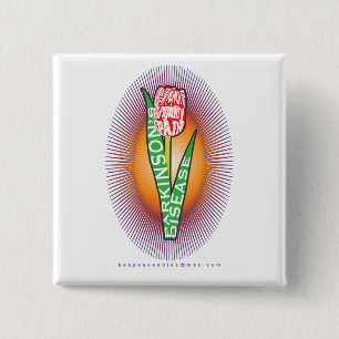 PD Wordy Red Tulip with burst 2 Inch Square Button