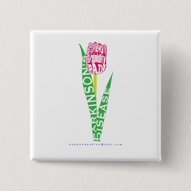 PD Wordy Tulip 2 Inch Square Button (Front)