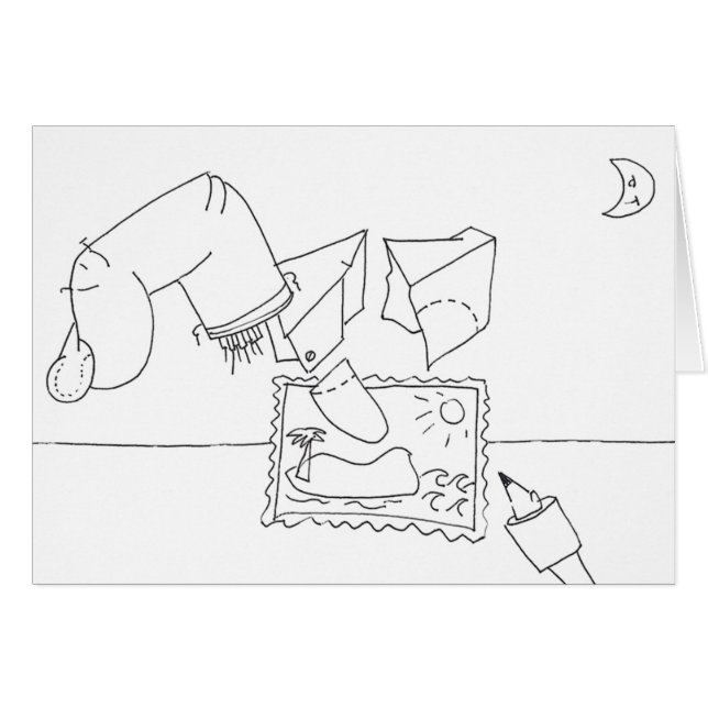 PDD Small Weak Drawings Colouring Greeting card (Front Horizontal)