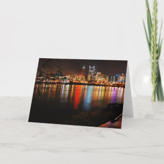 PDX City Skyline at night Card