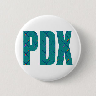 PDX Portland Airport Carpet Text 2 Inch Round Button