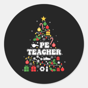 Pe Physical Education Teacher Christmas Tree Women Classic Round Sticker