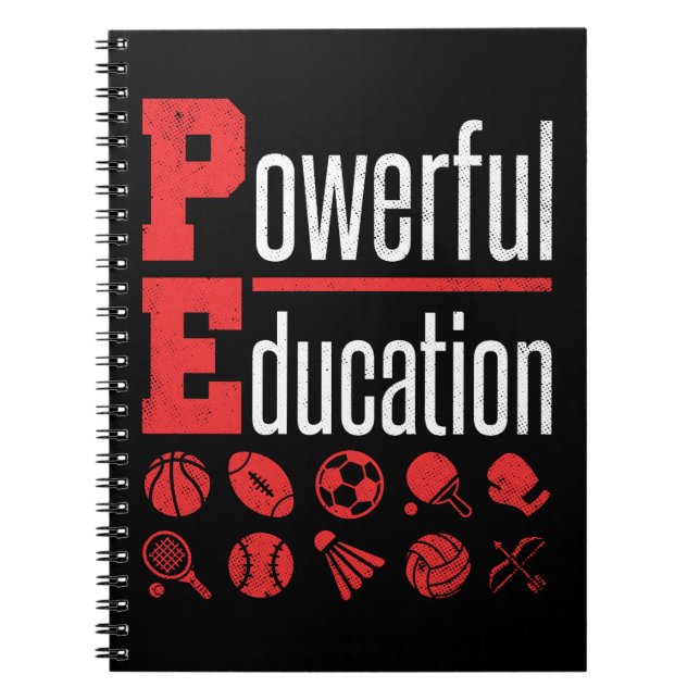 PE Teacher Gym Coach Powerful Education Notebook (Front)