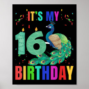 Pea 16th Birthday Funny Cute Birds Animal Lover Gr Poster