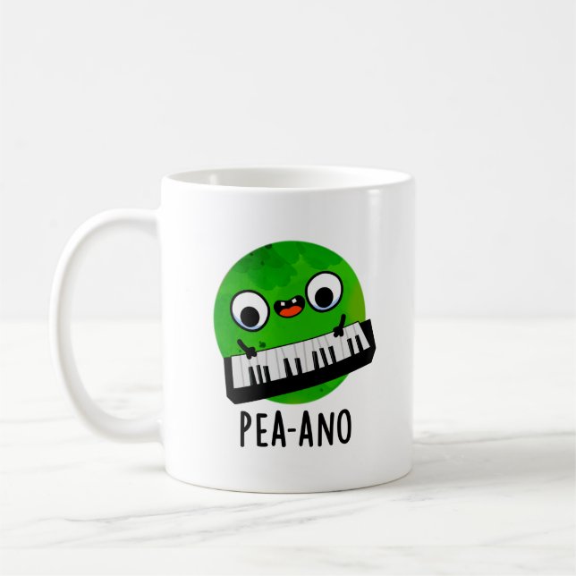 Pea-ano Funny Music Veggie Pea Pun  Coffee Mug (Left)