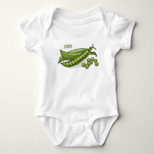 Pea cartoon illustration  baby bodysuit
