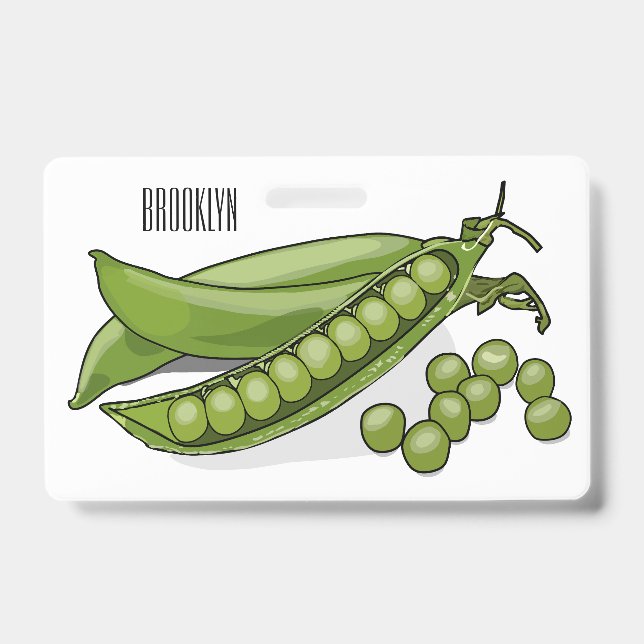 Pea cartoon illustration  badge (Front)