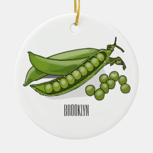 Pea cartoon illustration ceramic ornament