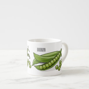 Pea cartoon illustration espresso cup