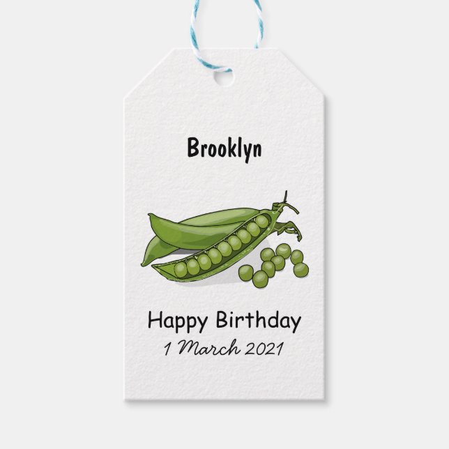 Pea cartoon illustration gift tags (Front)