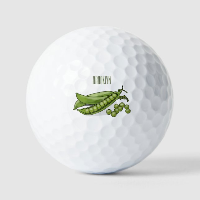 Pea cartoon illustration  golf balls (Front)