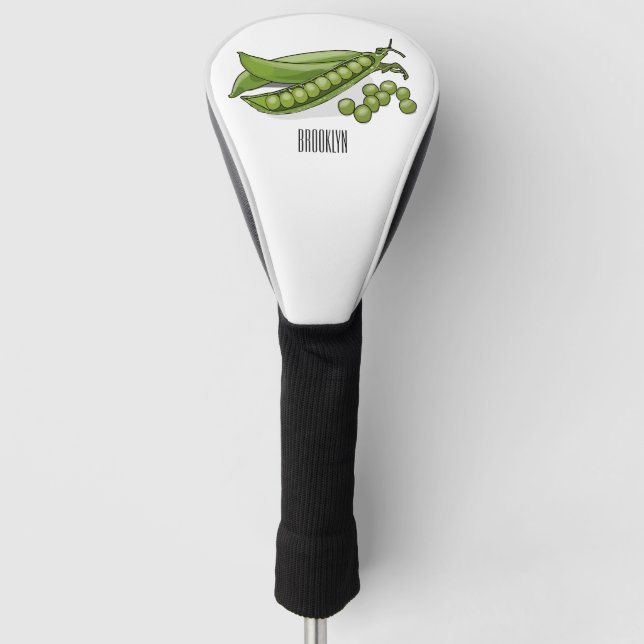 Pea cartoon illustration  golf head cover (Front)