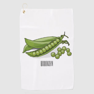 Pea cartoon illustration golf towel