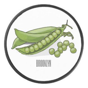 Pea cartoon illustration hockey puck