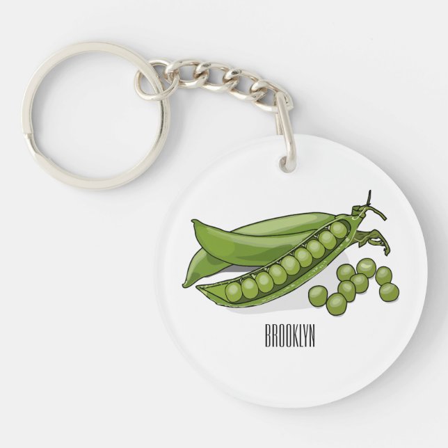 Pea cartoon illustration  keychain (Front)
