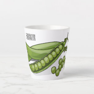 Pea cartoon illustration latte mug