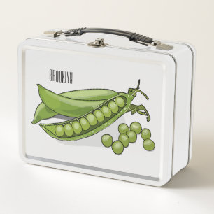 Pea cartoon illustration metal lunch box