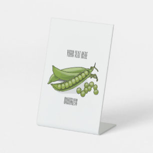 Pea cartoon illustration pedestal sign