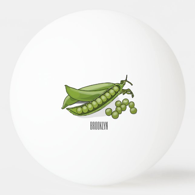 Pea cartoon illustration  ping pong ball (Front)