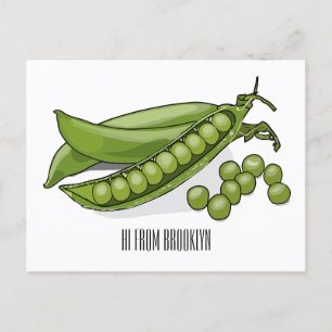 Pea cartoon illustration postcard