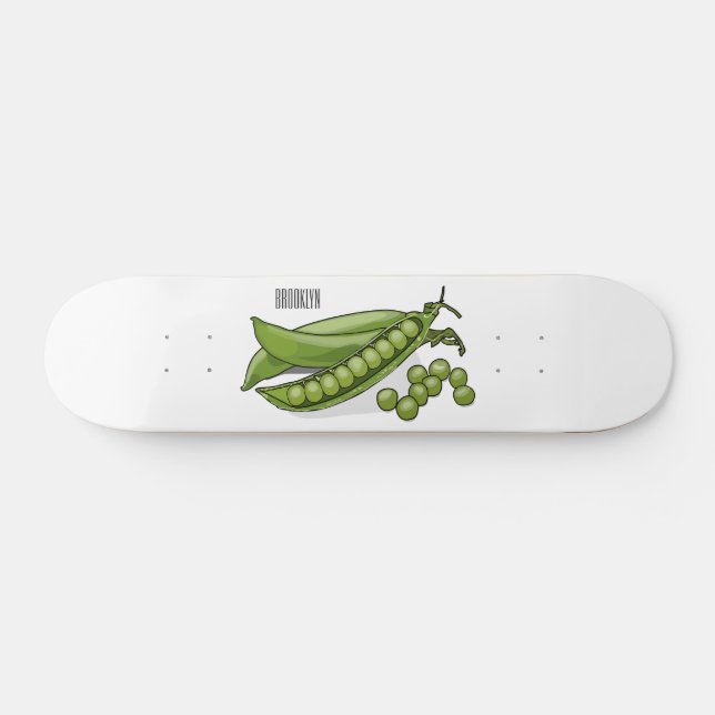 Pea cartoon illustration  skateboard (Horz)