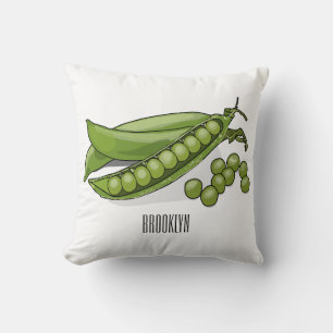 Pea cartoon illustration  throw pillow