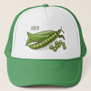 Pea cartoon illustration  trucker hat