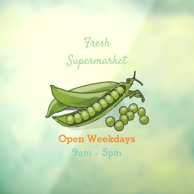 Pea cartoon illustration window cling (Sheet 3)