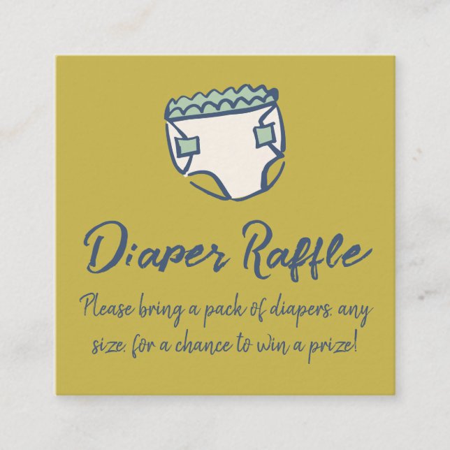 Pea Green Doodle Baby Shower Diaper Diaper Raffle Enclosure Card (Front)