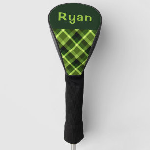 Pea Green Plaid Monogram Golf Cover Driver Head